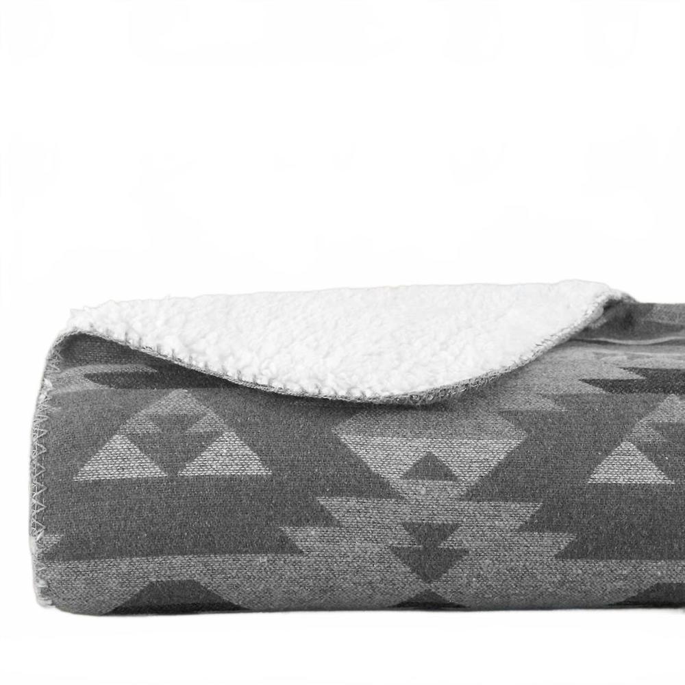 NEW HIEND ACCENTS aztec designer shearling throw blankets in gray